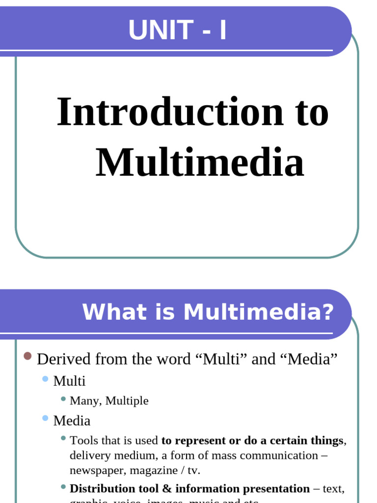 Unit 1 Introduction To Multimedia | PDF | Data Compression | Multimedia