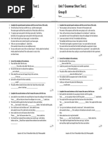 Unit 7 Grammar Short Test 1 A+B