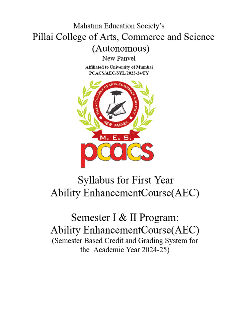 AEC SYLLABUS Sem I&II | PDF | Communication | Grammatical Gender