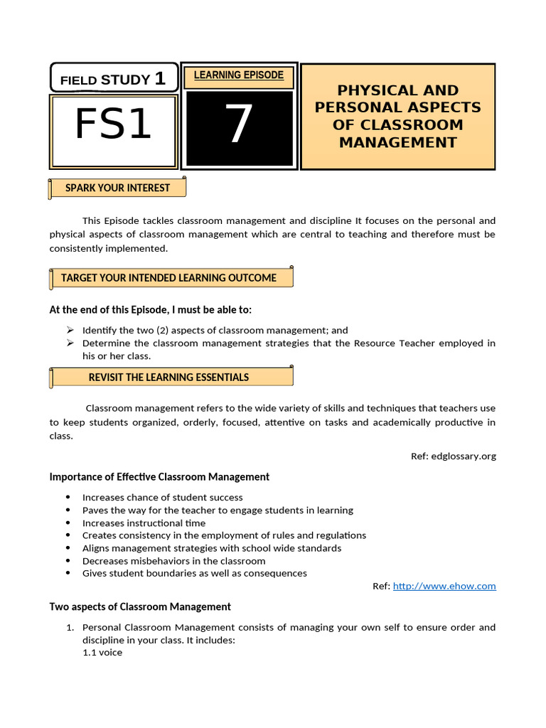 Classroom Management Strategies in Episode 7 | PDF | Classroom ...