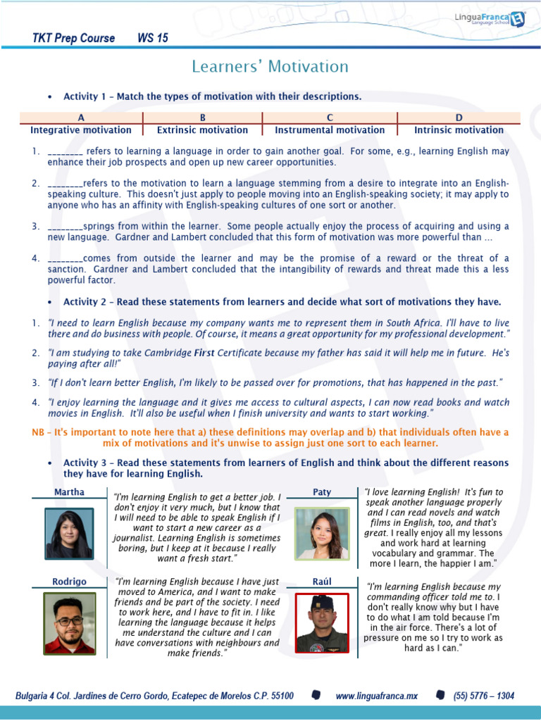 Understanding Learners' Motivation in English | PDF | Motivation ...