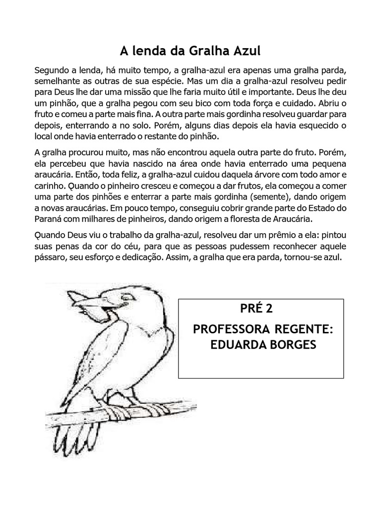 Lenda da Gralha Azul e a Araucária | PDF