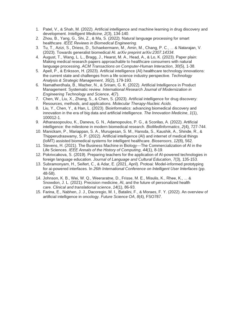 AI in Life Sciences References | PDF | Artificial Intelligence ...