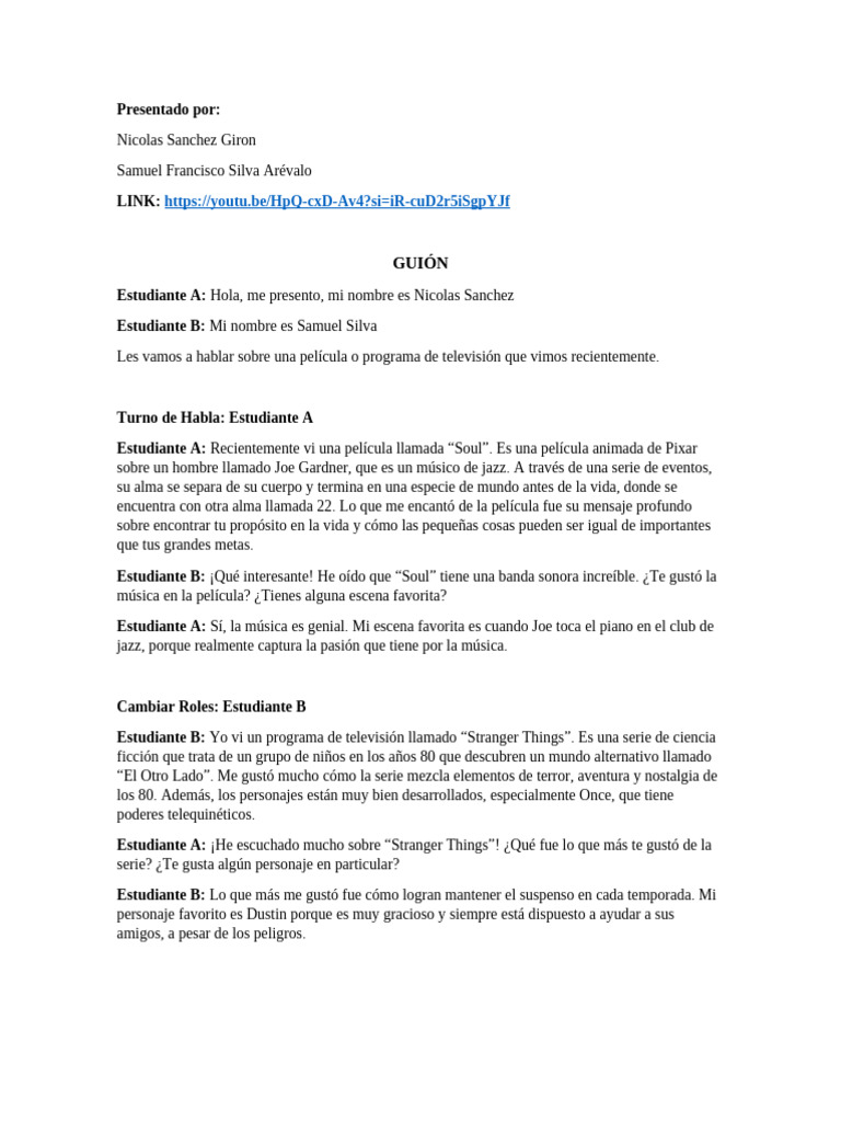 Guion Video #2 A2.1 | PDF | Artes del Lenguaje y Comunicación