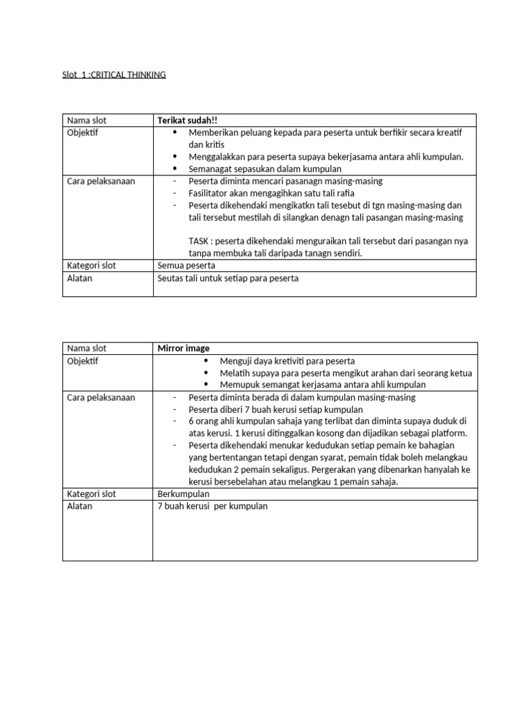 Aktiviti Kerjasama dan Pemikiran Kritis | PDF