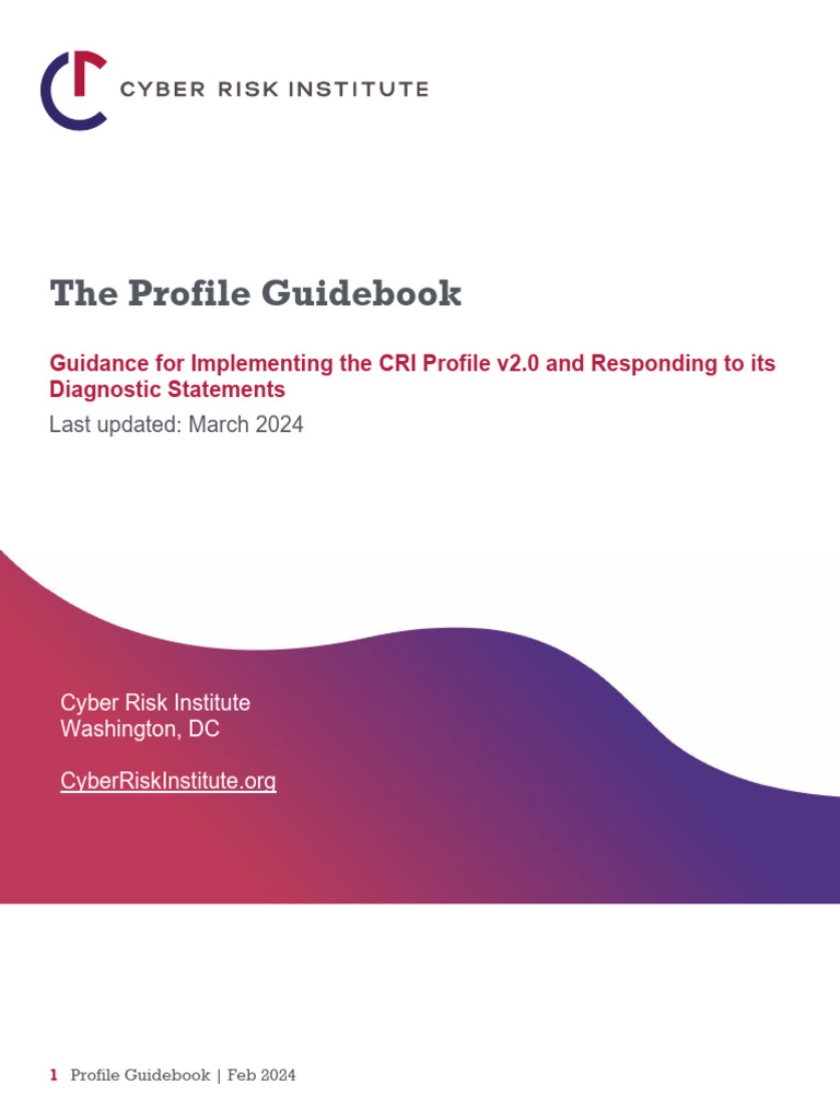 CRI Profile Guidebook v2.0 Overview | PDF | Disaster Recovery | Risk ...