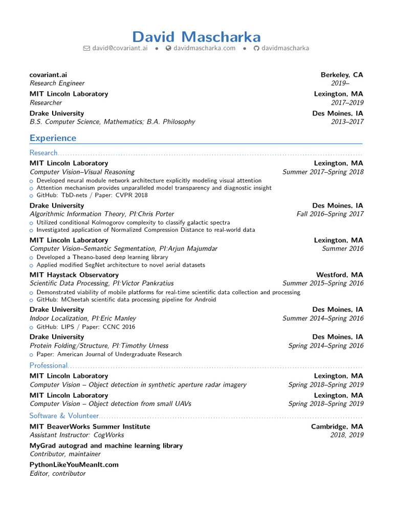 Mascharka CV | PDF | Computing | Computer Science