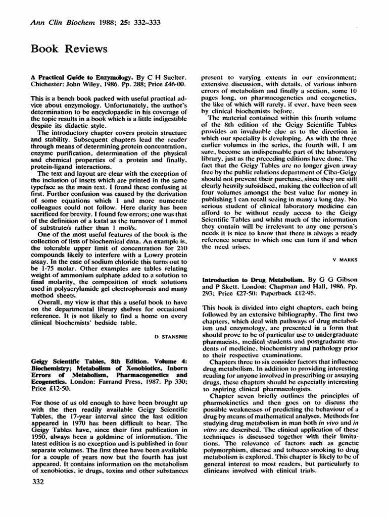 Marks 1988 Book Review Geigy Scientific Tables 8th Edition Volume 4 ...