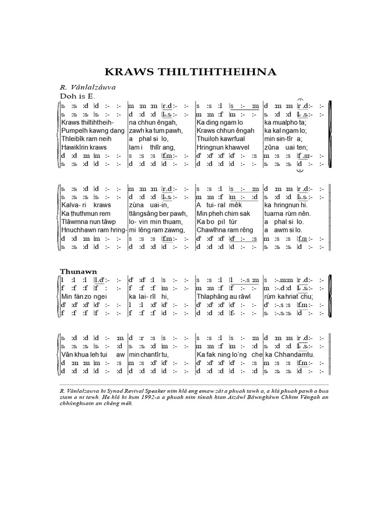 Kraws Thiltihtheihna Lyrics Analysis | PDF