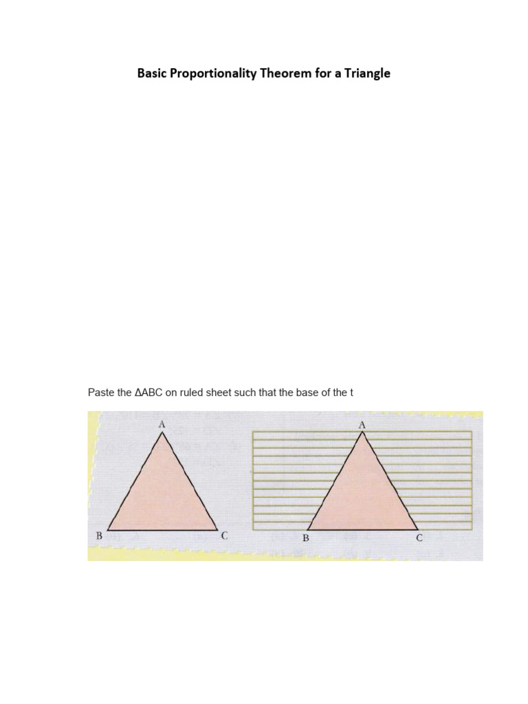 Basic Proportionality Theorem For A Triangle: Objective | PDF ...