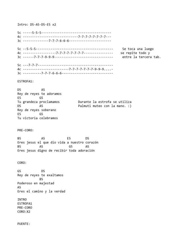 Acordes y Letra de 