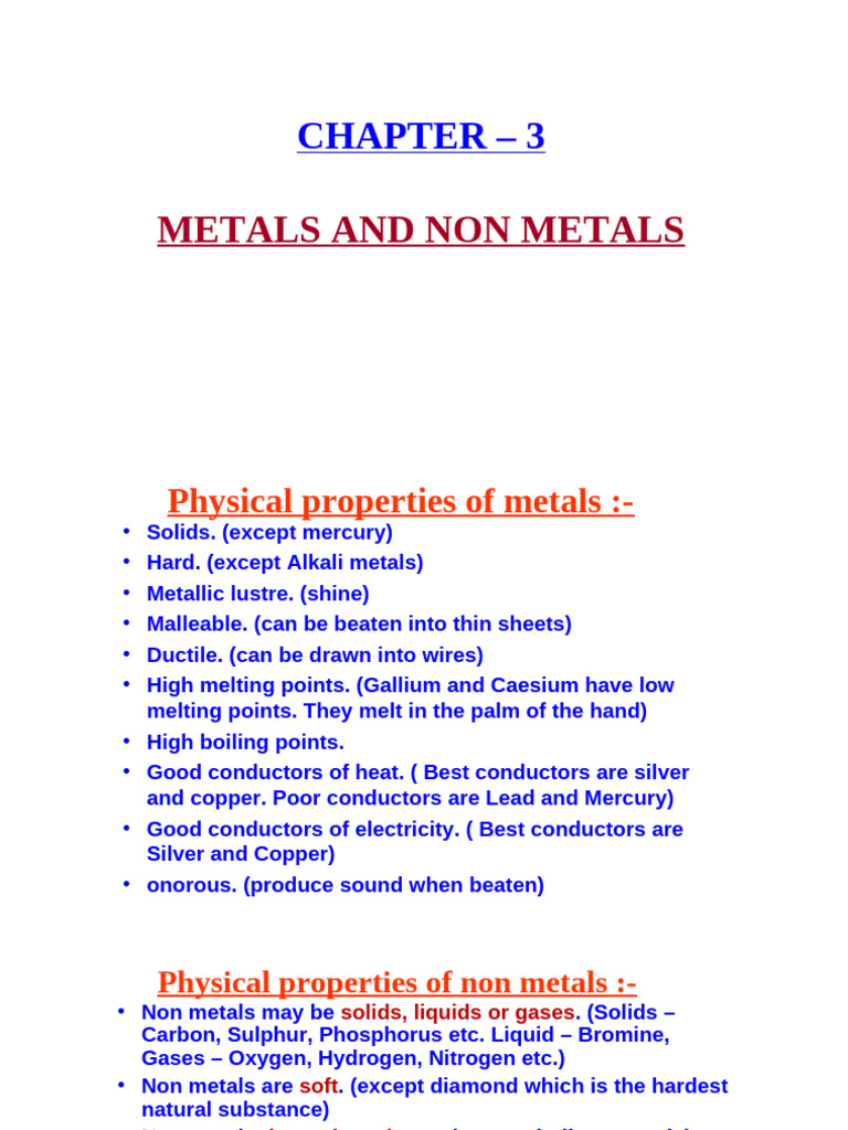 Properties and Reactions of Metals and Nonmetals | PDF | Metals | Sodium