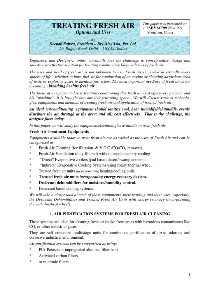 Treated Fresh Air Guidelines By Bryair Hvac Air Conditioning
