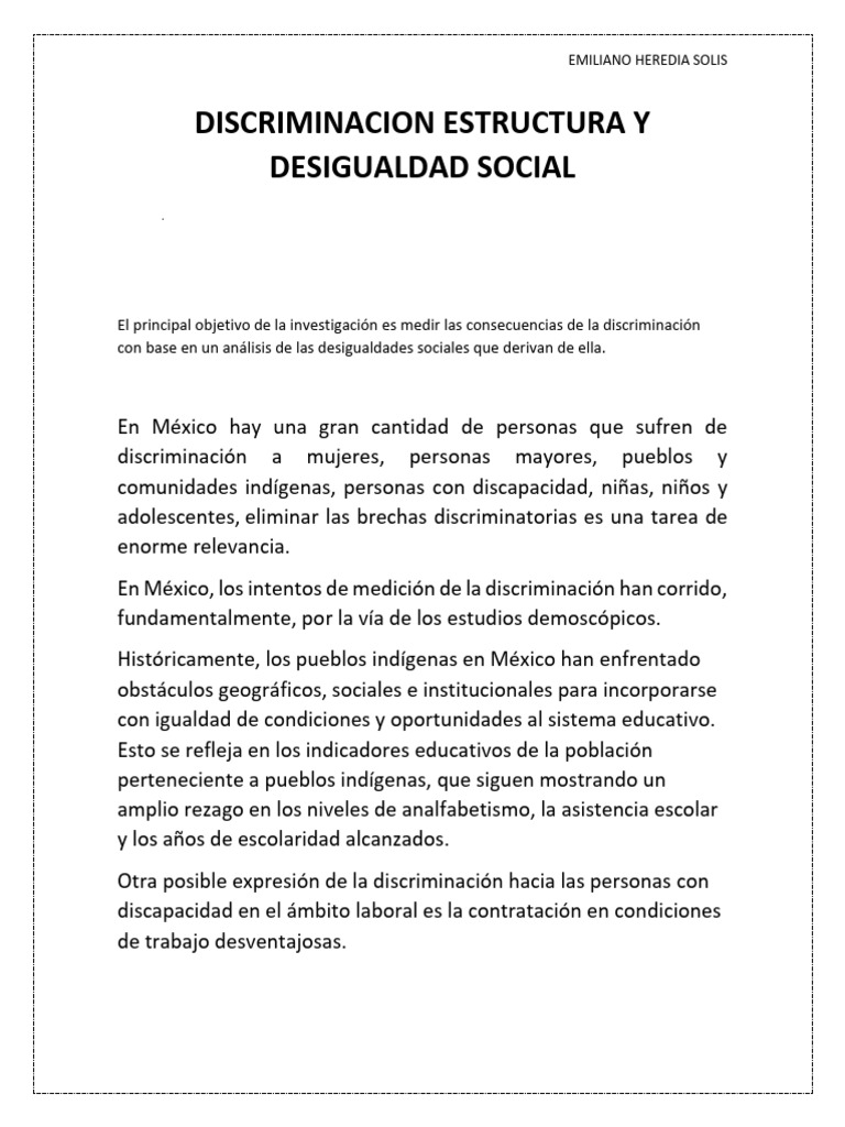 Discriminación y Desigualdad en México | PDF