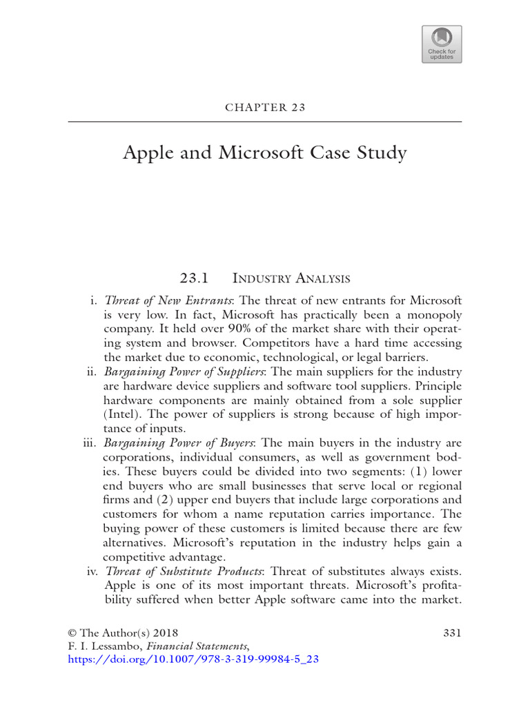 Apple and Mircosoft Case Study | PDF | Balance Sheet | Equity (Finance)