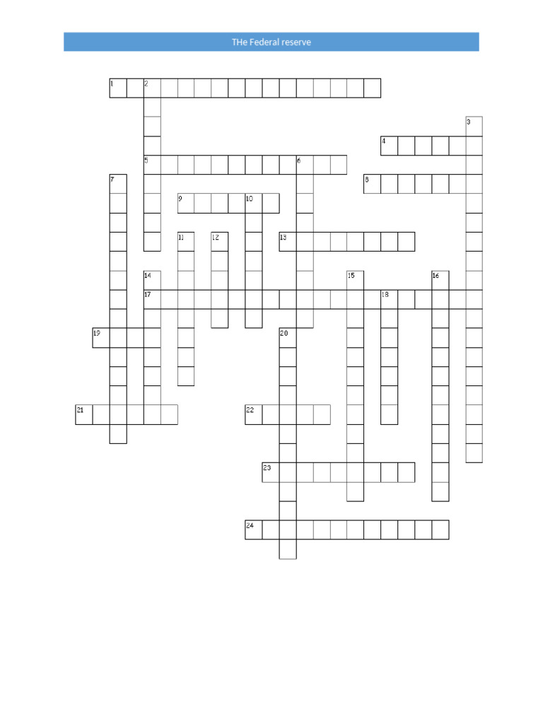 Federal Reserve Crossword PDF Finance Money Management