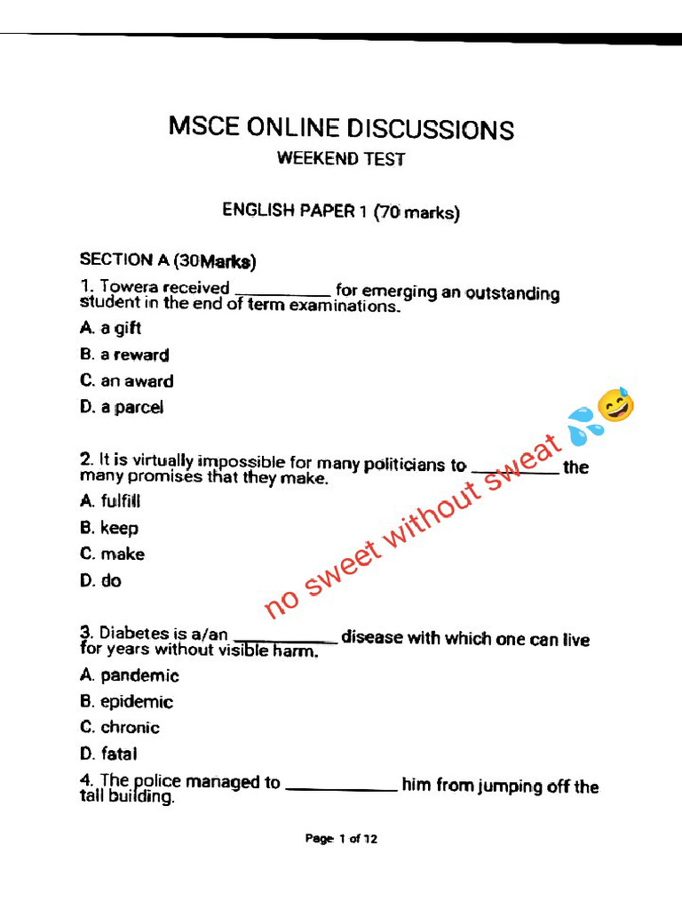 Serious Hot Discussion English Paper 1 ? | PDF