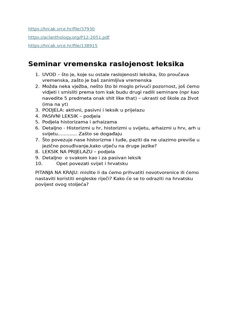 Vrem Raslojenost Leksika | PDF