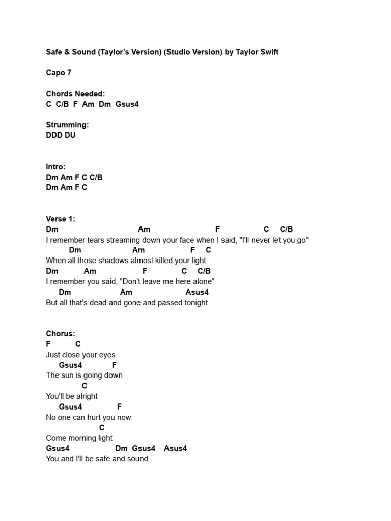 Safe & Sound (Capo 7) | PDF | Language Arts & Discipline | Poetry