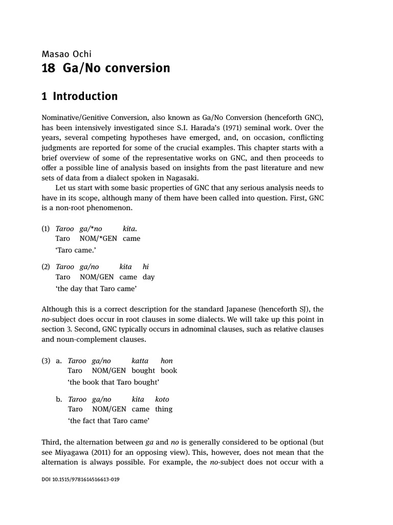 Ochi - Chapter - 18 - Ga-No Conversion | PDF | Clause | Subject (Grammar)