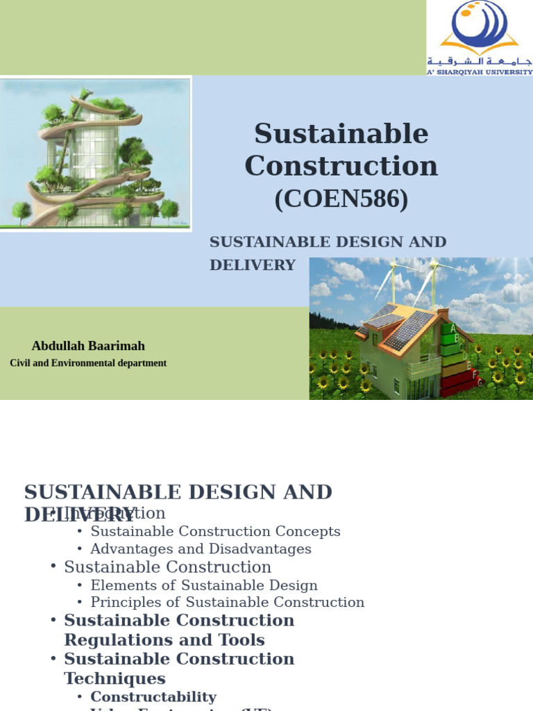 SC - Lecture 7 - Sustainable Design and Delivery | PDF | Green Building ...