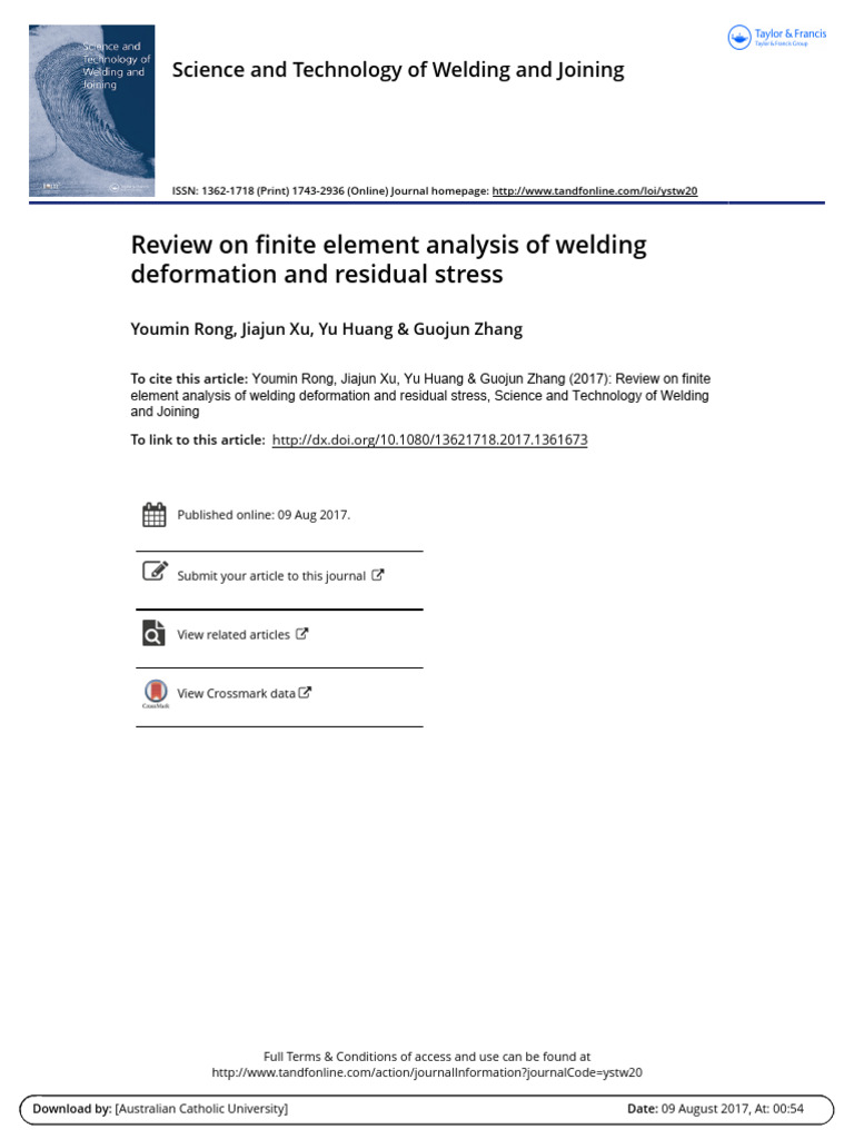 Review On Finite Element Analysis of Welding Deformation and Residual ...