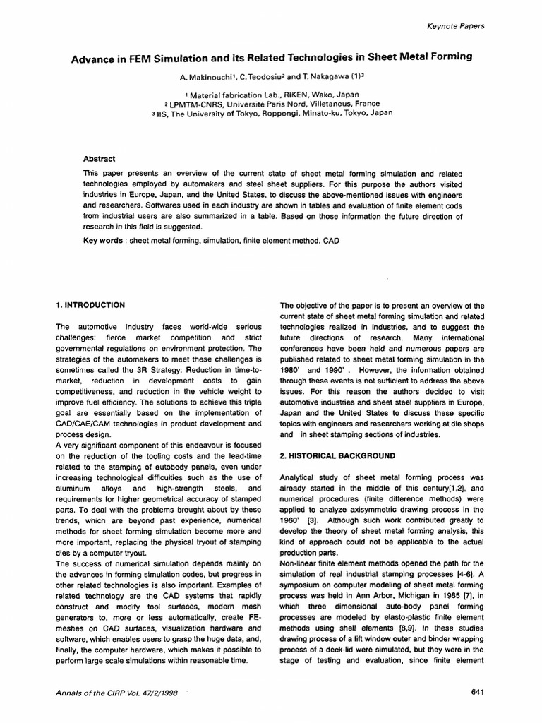 Advances in Sheet Metal Forming Simulation | PDF | Simulation | Finite ...