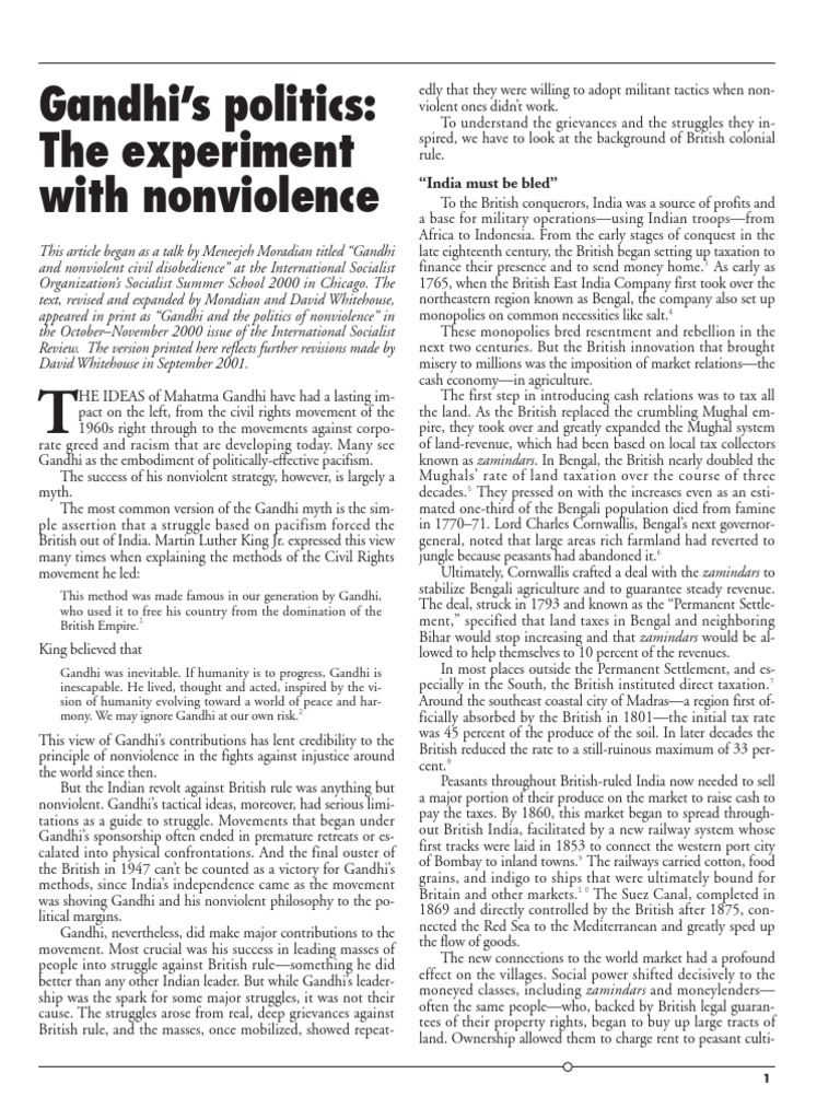 Gandhi's Nonviolence and Its Limits | PDF | Mahatma Gandhi | British Raj