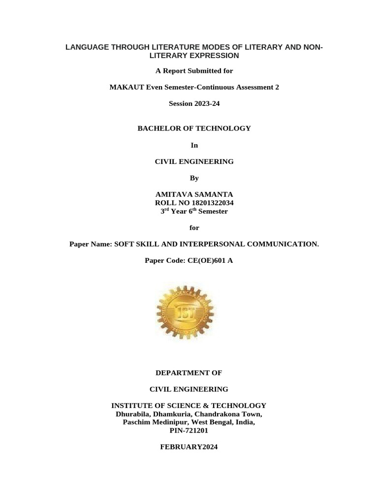 Makaut 6th Sem CE (OE) 601A SOFT SKILL AND INTERPERSONAL COMMUNICATION ...