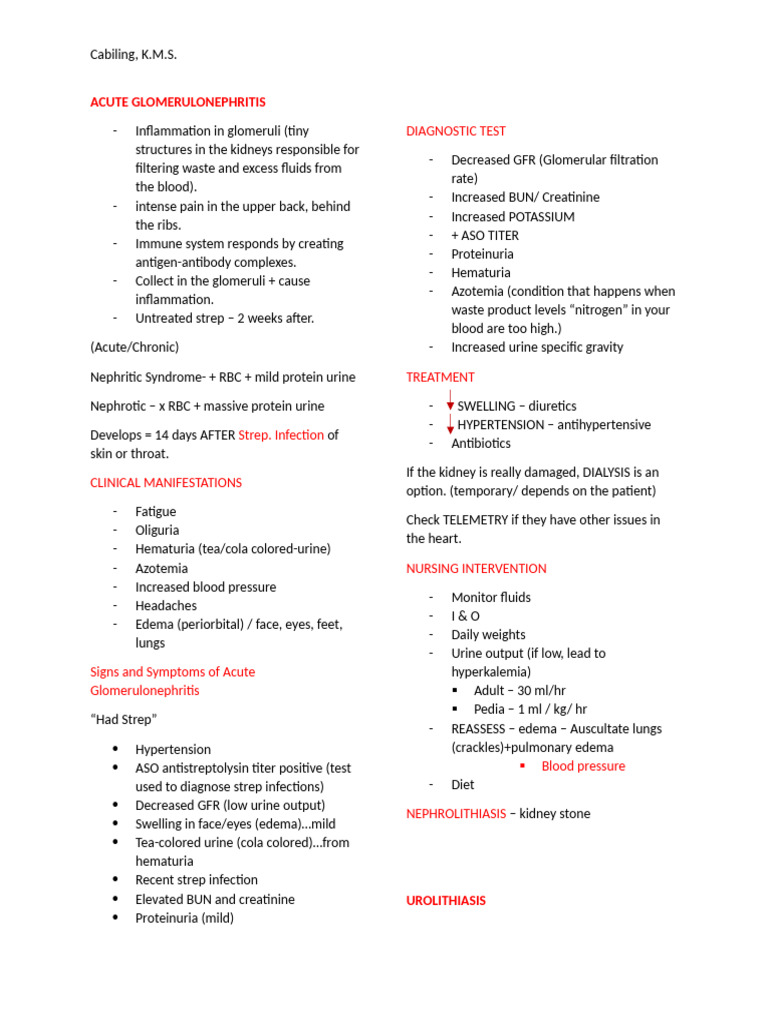 Acute Glomerulonephritis | PDF | Edema | Nephrology