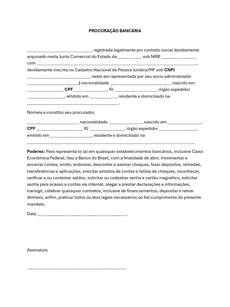 Procuração Bancária: Modelo Completo | PDF