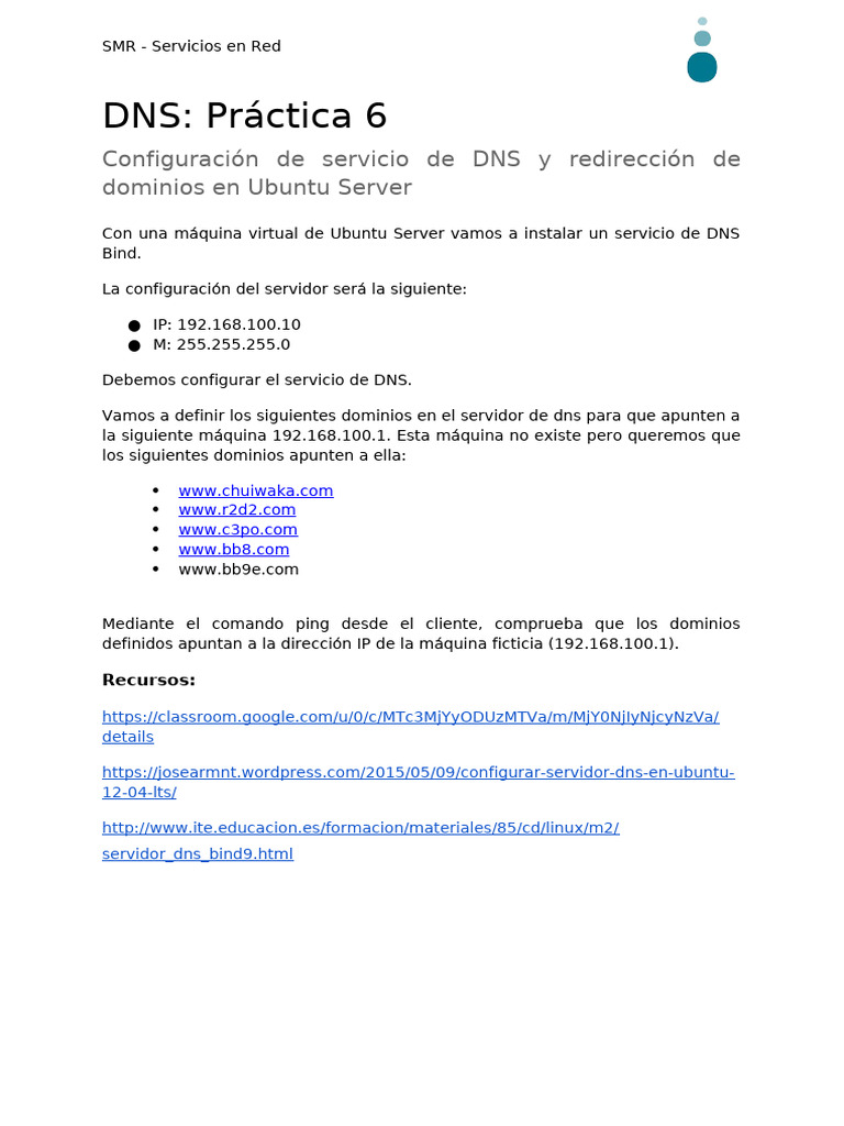 Configuración de DNS en Ubuntu Server | PDF