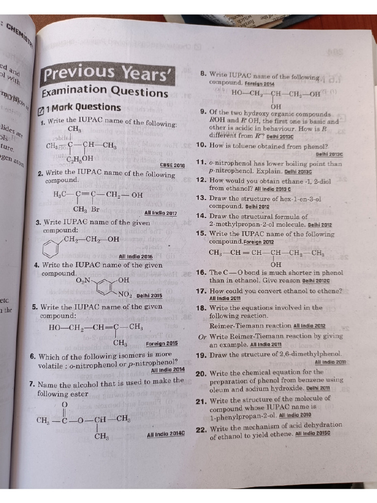 Pyqs Alcohol Phenol Ether | PDF