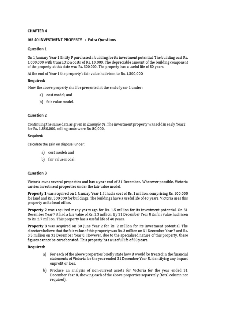 Ias 40 Investment Property Extra Questions | PDF | Fair Value ...