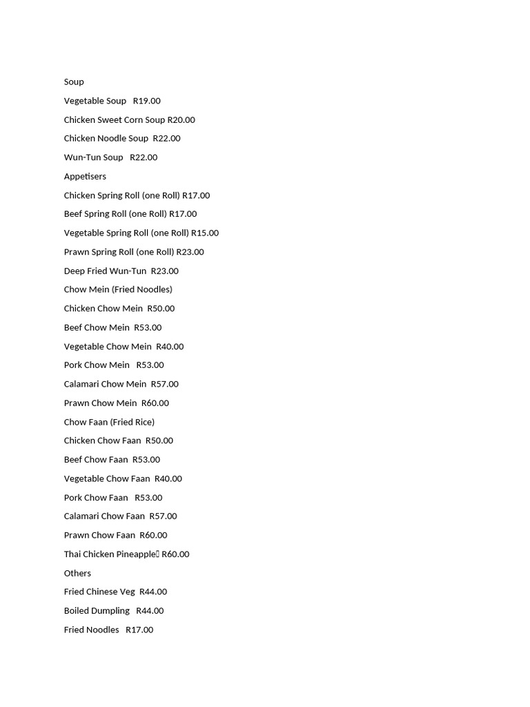 Chinese Menu with Prices and Dishes | PDF | Wellness | Science ...