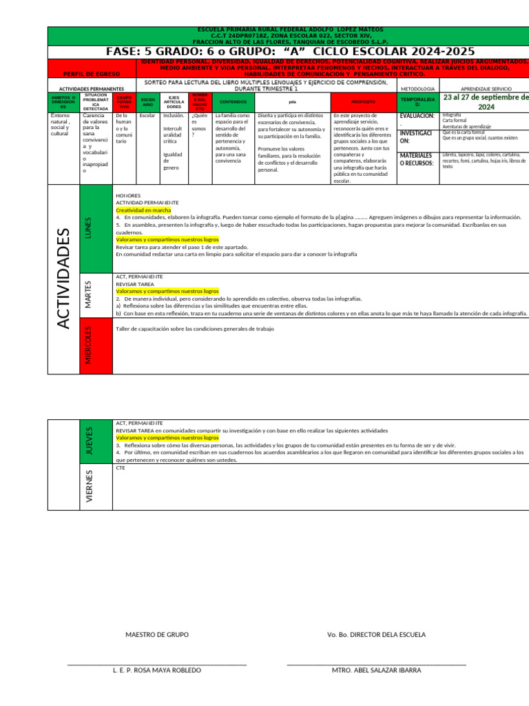 Plan de Clase 23 Al 27 de Septiebre de 2024 | PDF | Ciencia cognitiva ...