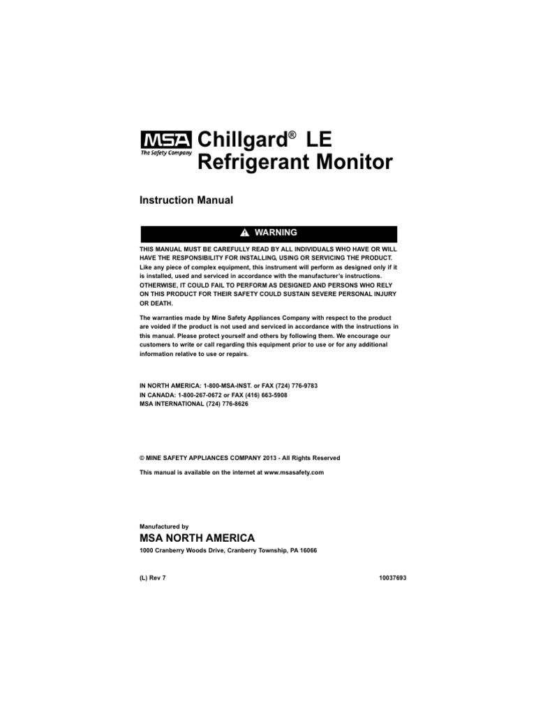 Chillgard LE Refrigerant Monitor Manual | PDF | Home & Garden ...