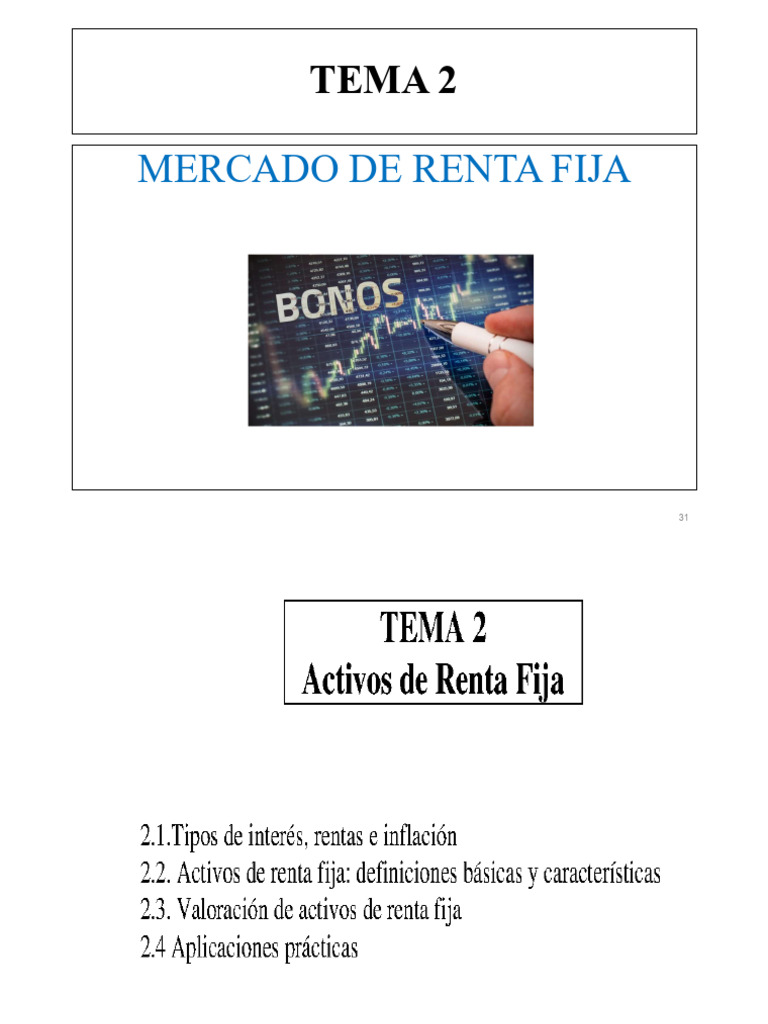 Tema 2 - Mercado de Renta Fija | PDF | Renta Fija | Interés