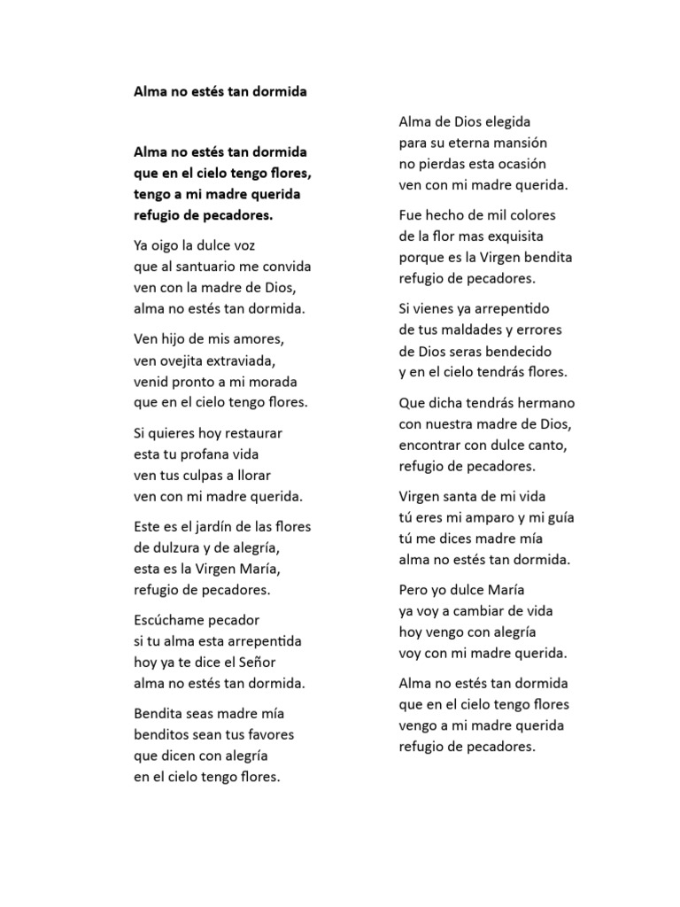 Alma No Estés Tan Dormida: Letra y Significado | PDF