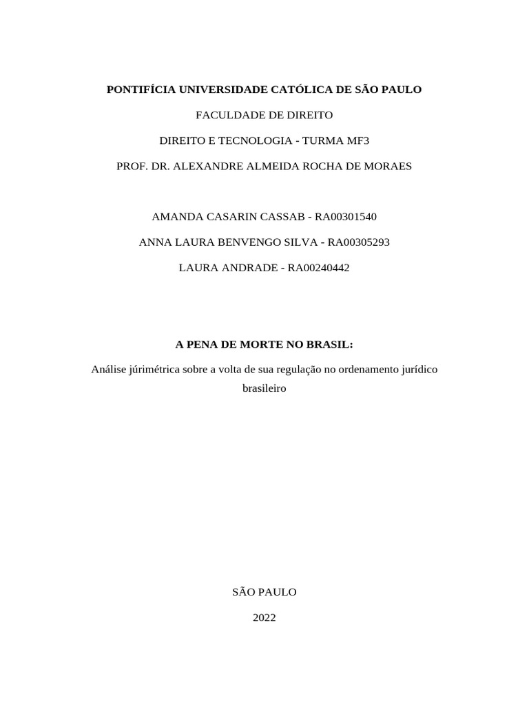 Análise da Pena de Morte no Brasil | PDF | Pena de morte | Morte