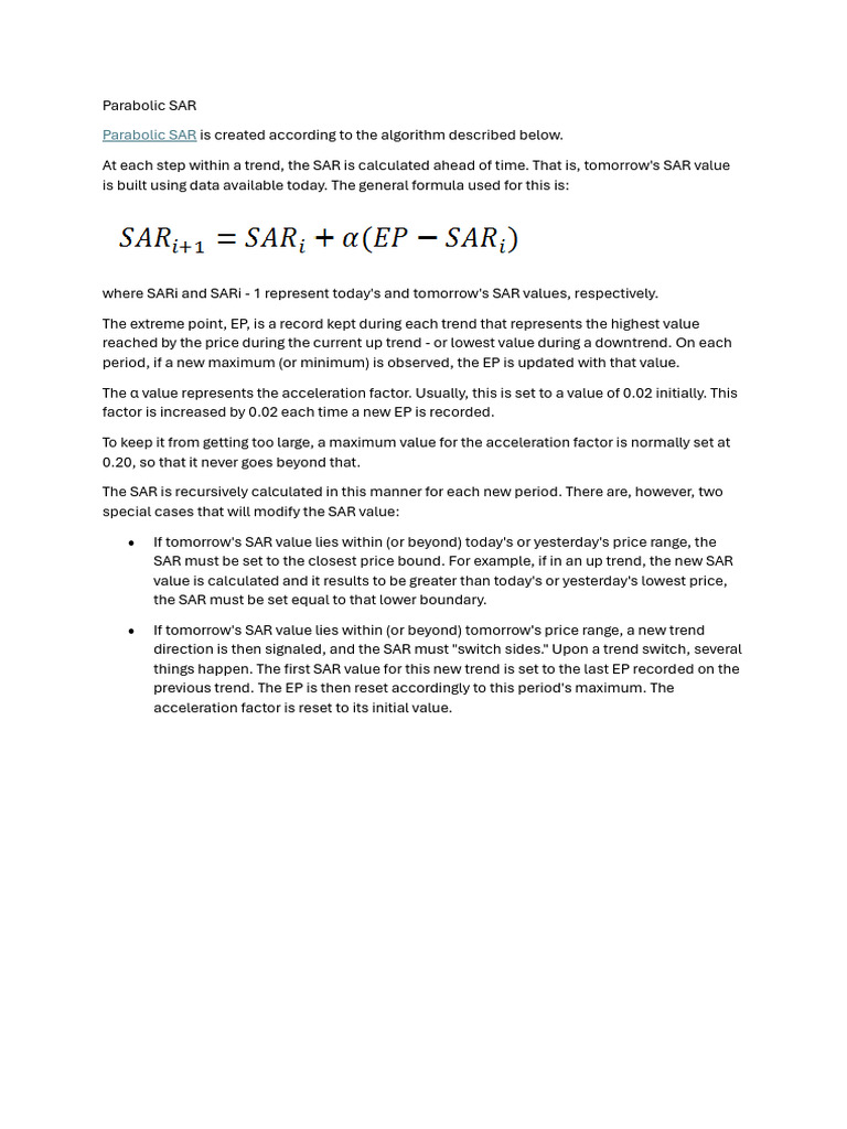 Understanding Parabolic SAR Calculation | PDF