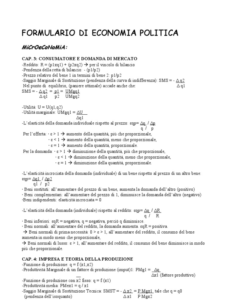 Formula Rio Di Economia Politica