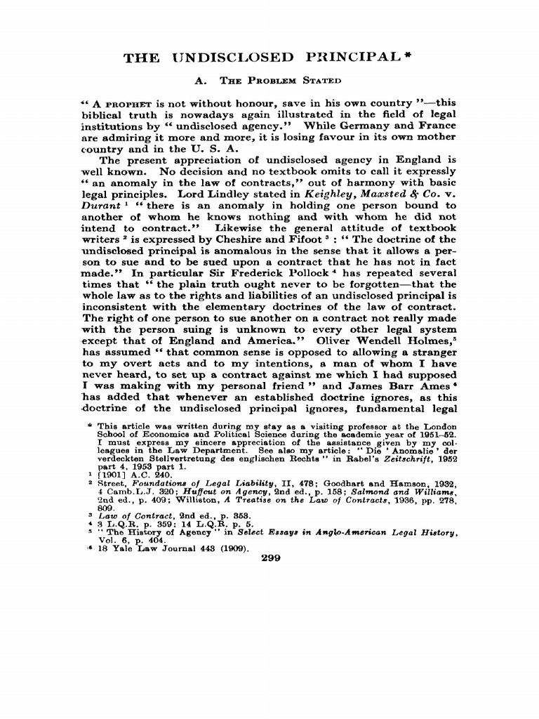 Understanding Undisclosed Agency Law | PDF | Consideration | Common Law