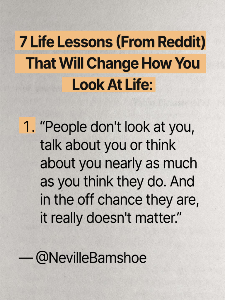 Life Lessons From Reddit | PDF | Self-Improvement