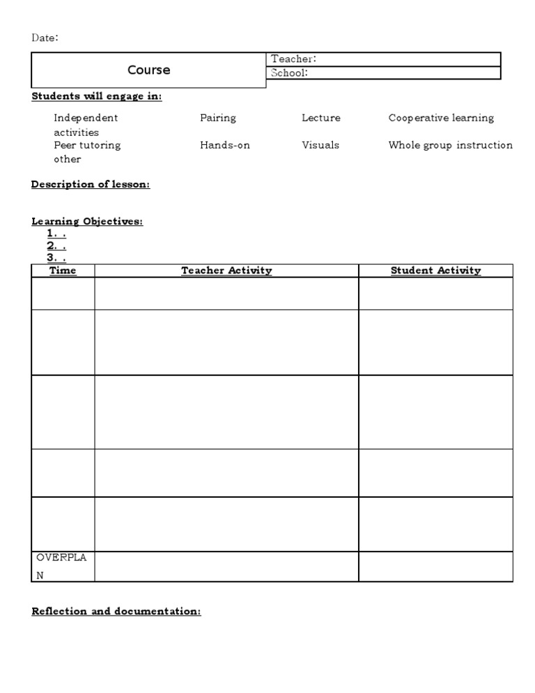 lesson plan template