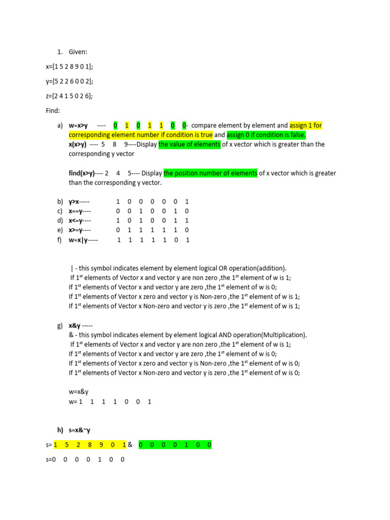 MATLAB Vector Operations Explained | PDF | Numbers | Euclidean Vector