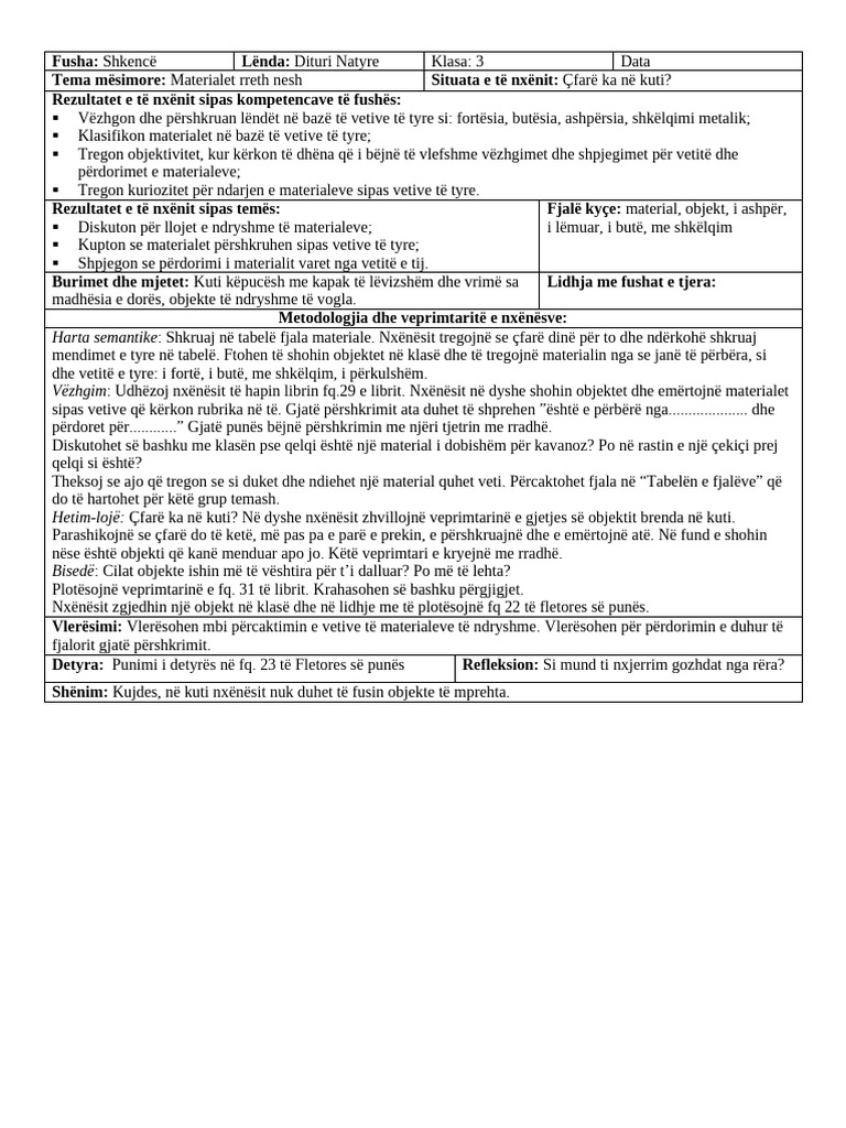 2.1. Materialet Rreth Nesh (1) Ditar1 | PDF