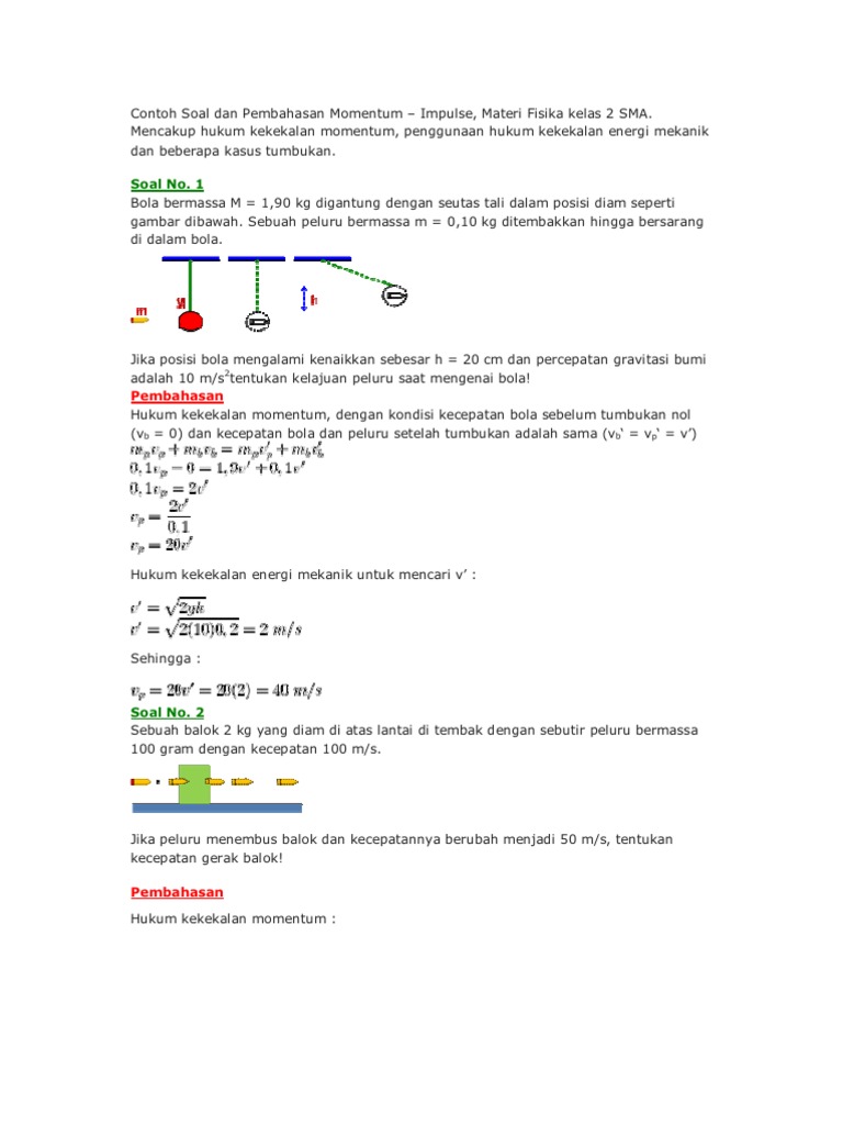 Contoh Soal Pilihan Ganda Untuk Materi Momentum Dan Impuls