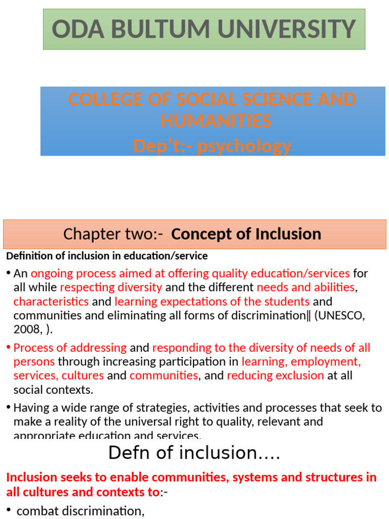 Inclusiveness Chapter Two | PDF | Inclusion (Education) | Social Exclusion