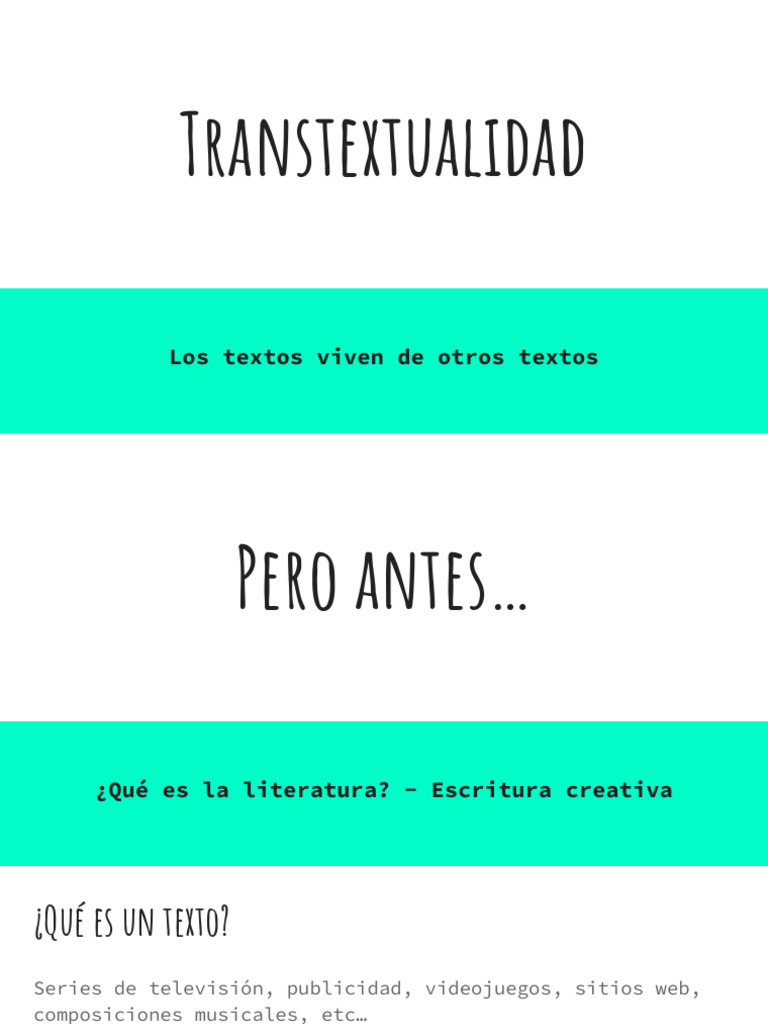 Transtextualidad: Relaciones entre Textos | PDF | Intertextualidad ...